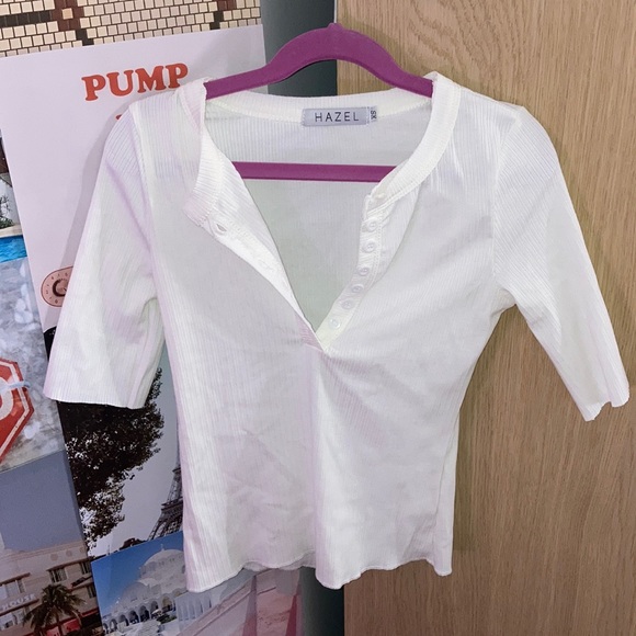 Princess Polly Tops - White Henley